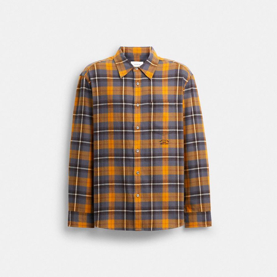 Camisa COACH Hombre Marrones | 4682GBPWZ