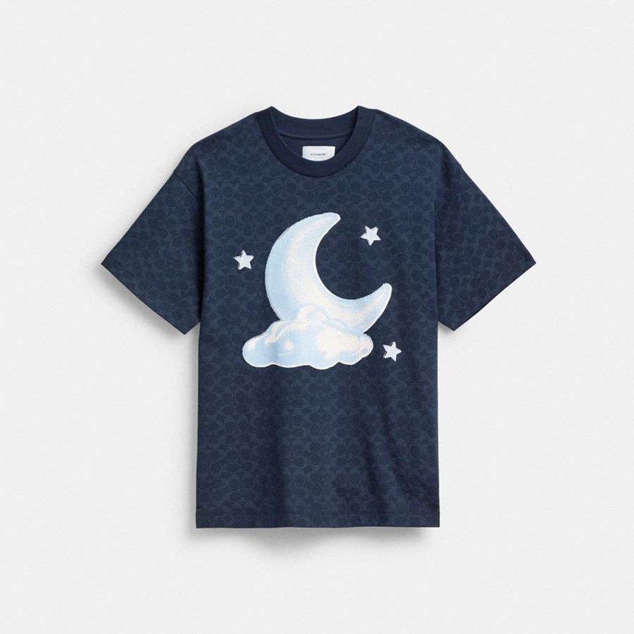 Camiseta COACH Hombre Azul Marino | 0139RALBT