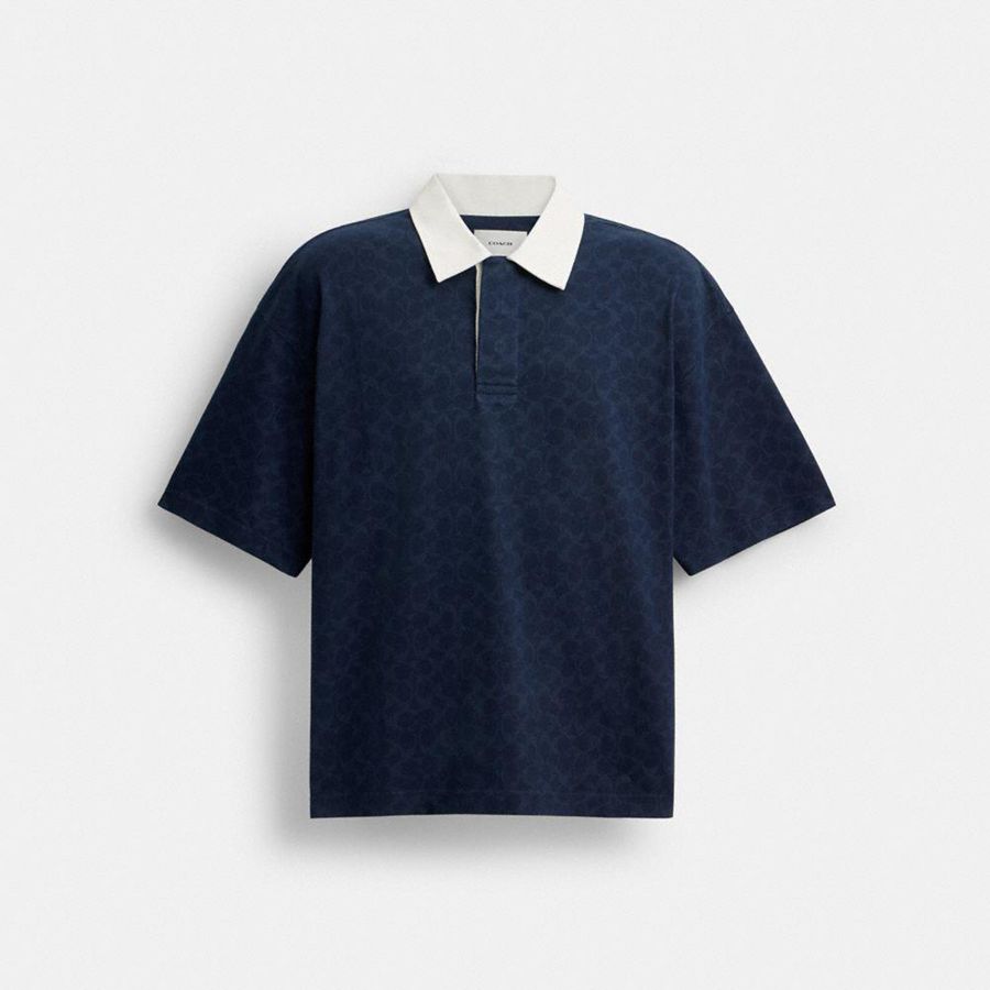 Camiseta COACH Hombre Azul Marino | 5629AKSIU
