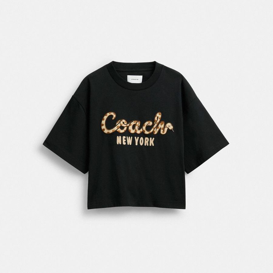 Camiseta COACH Mujer Negras | 7564RBQUV