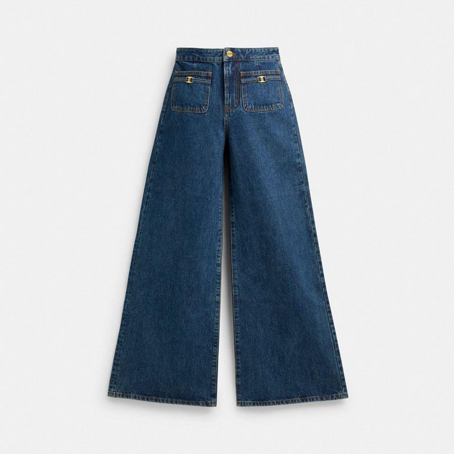 Pantalon COACH Mujer Azules | 6318AKGVX