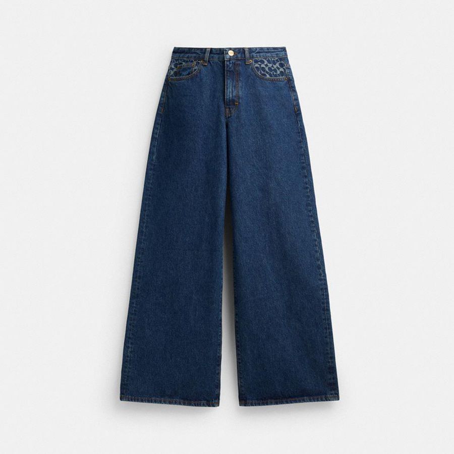 Pantalon COACH Mujer Azules | 8610XBFGT