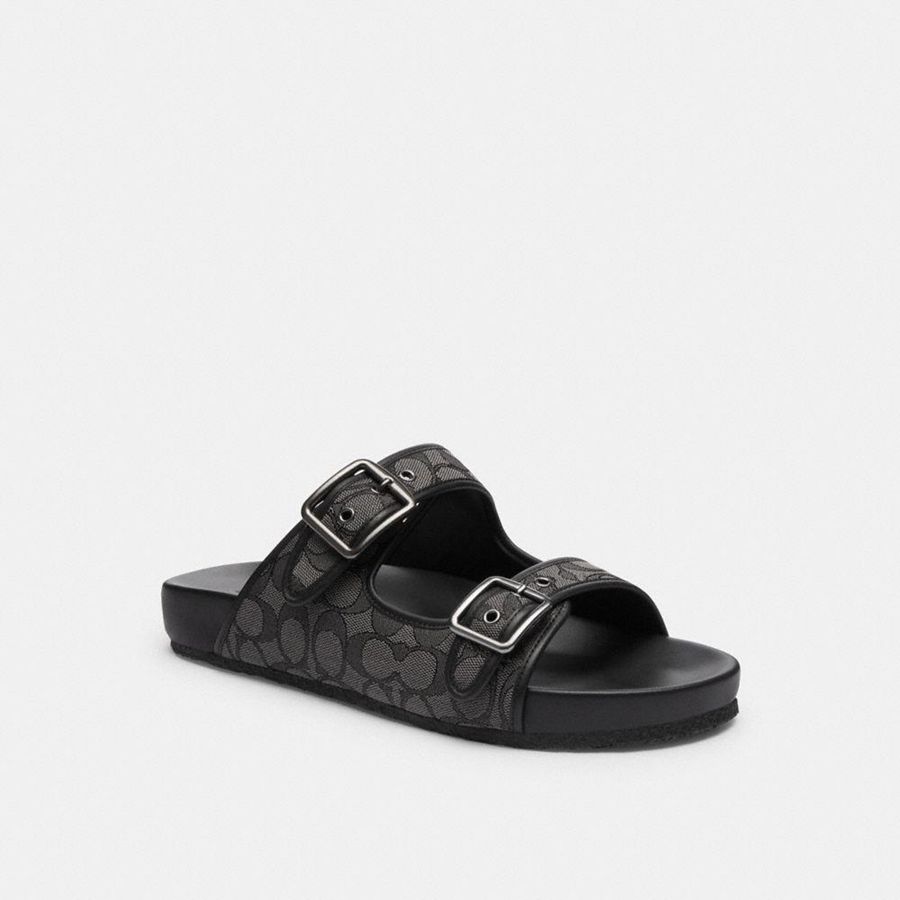Sandalias COACH Hombre Negras | 3578XBWAQ